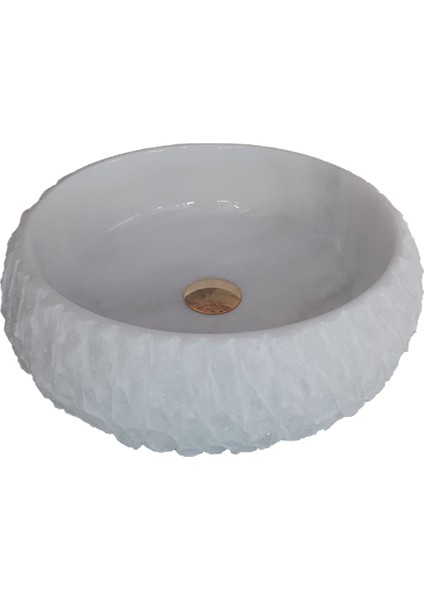 Kristal Beyaz Mermer Trigon Patlatma Bombeli Lavabo