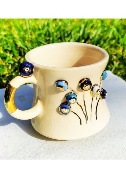 24 Ayar Altın Işlemeli Nazar Hayat Ağacı Desenli %100 El Yapımı Duble Türk Kahvesi Fincanı modelleri