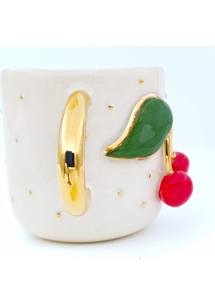 24 Ayar Altın Işlemeli Kiraz Figürlü %100 El Yapımı Duble Türk Kahvesi Fincanı fiyatları