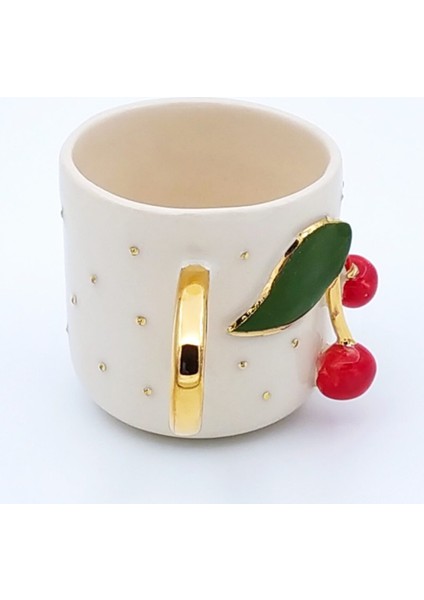 24 Ayar Altın Işlemeli Kiraz Figürlü %100 El Yapımı Duble Türk Kahvesi Fincanı modelleri