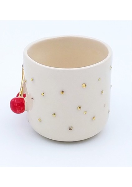 24 Ayar Altın Işlemeli Kiraz Figürlü %100 El Yapımı Duble Türk Kahvesi Fincanı fırsatları