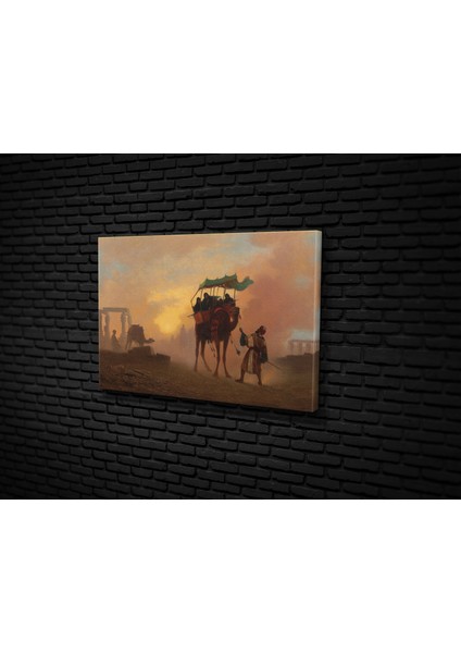 Charles Theodore- A Caravan In Sandstorm Kanvas Tablo