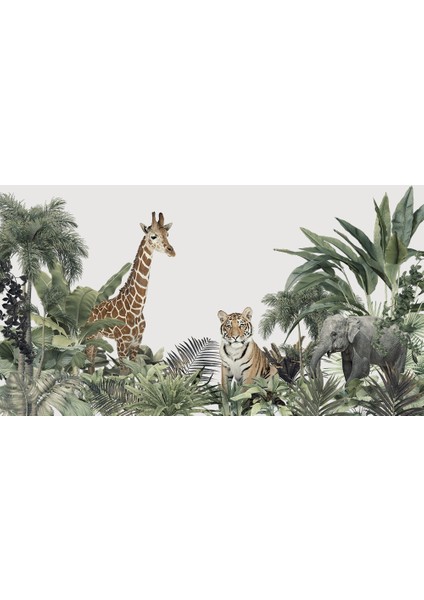 Zebra Kaplan Fil Tropikal Amazon Duvar Kağıdı