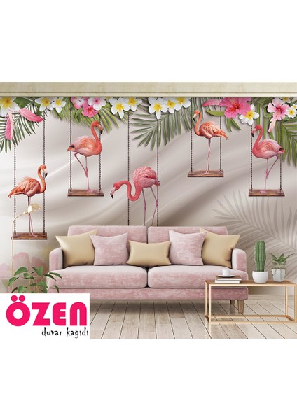 Salıncakta Sallanan Flamingolar Duvar Kağıdı