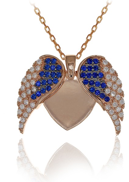 Safir Beyaz Taşlı Kişiye Özel İsimli Melek Kanadı Gümüş Kolye fırsatları