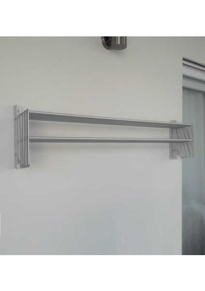 Çamaşır Balkon Kurutma Askısı Akordiyon Elbise Kurutmalık 85CM-9 Çubuk Alüminyum Duvar Montajlı