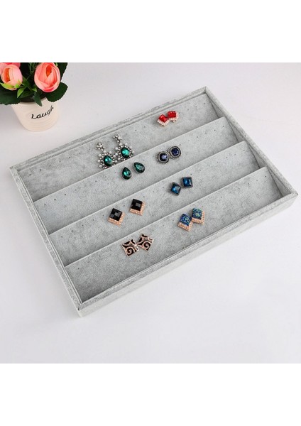 Yerli Süet Gri Küpe Tabla Standı (Aydındecor)