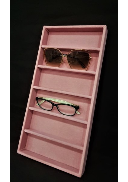 Yeni Süet Pembe Bölmeli Gözlük Standı (Aydındecor)