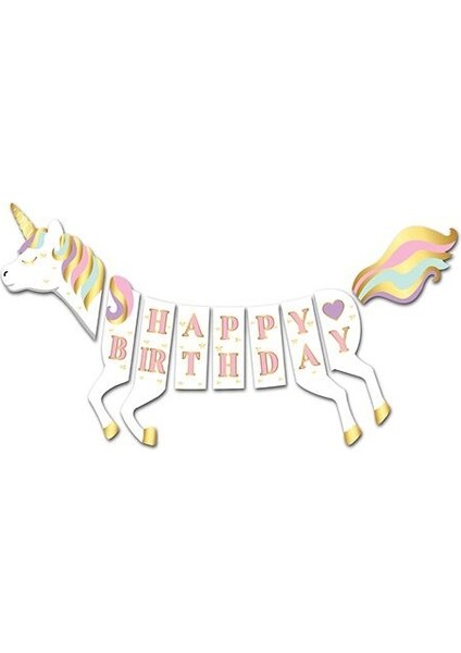 3D Happy Birthday Unicorn Banner