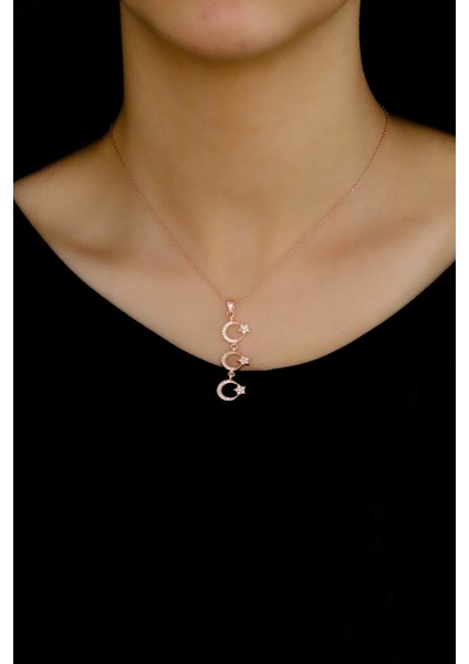 Ayyıldız Tasarım Rose Hayalet Gümüş Kolye