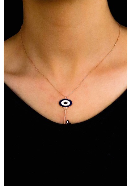 Nazarlı Anahtar Tasarım Rose Hayalet Gümüş Kolye fiyatları