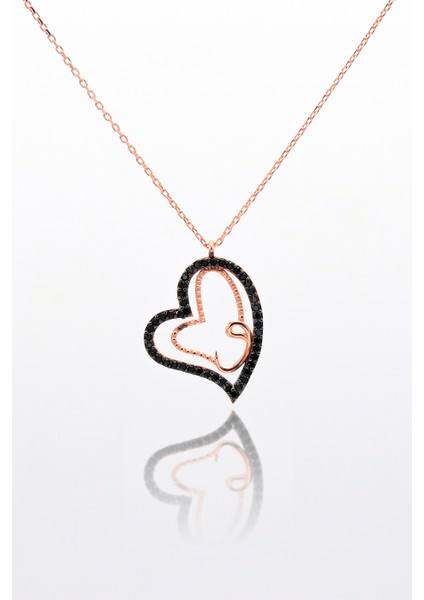 Kalpli Vav Tasarım Rose Hayalet Gümüş Kolye