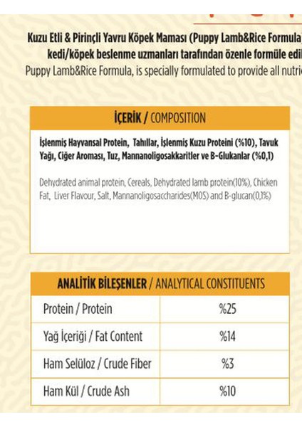 Kuzu Etli Yavru Köpek Maması 15 kg Türkiyenin İlk GDO'suz Maması fiyatları