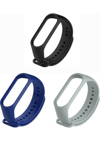 Xiaomi Mi Band 5 ve Mi Band 6 Akıllı Bileklik Kordonu Silikon 3 Lü Kombin Set