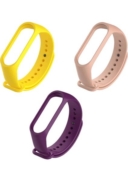 Xiaomi Mi Band 5 ve Mi Band 6 Akıllı Bileklik Kordonu Silikon 3 Lü Kombin Set