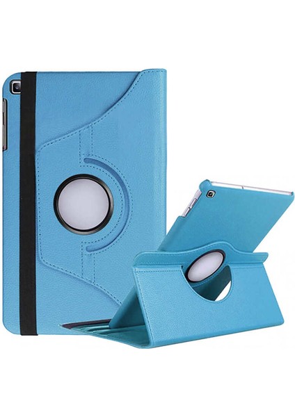 Samsung Galaxy T590 Tab A 10.5 Inç Tablet Kılıfı 360 Dönebilen Standlı - Turkuaz