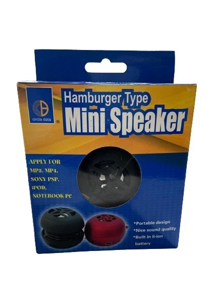 Hoparlöer Taşınabilir Ses Kutusu Hamburger Type Mini Speaker Cırcle Data Mps-1