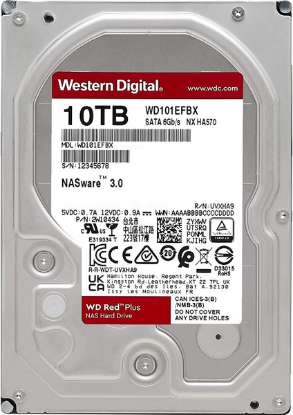 Red Plus 3.5" 10 Tb 7200 Rpm 256MB Sata 3 Nas HDD WD101EFBX fiyatları