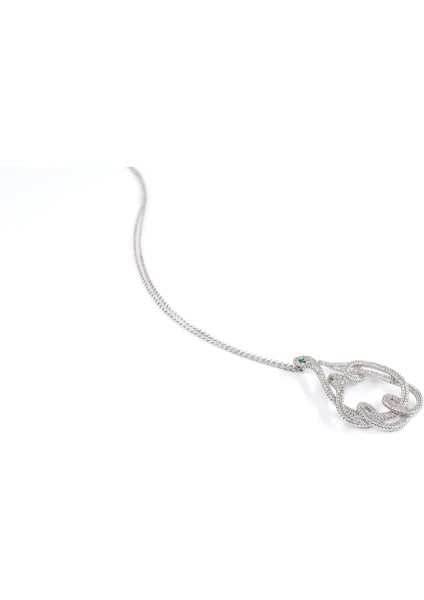 Pırlanta Kadın 925 Ayar Gümüş Swarovski Taşlı Yılan Tasarımlı Kolye GKL00057-021