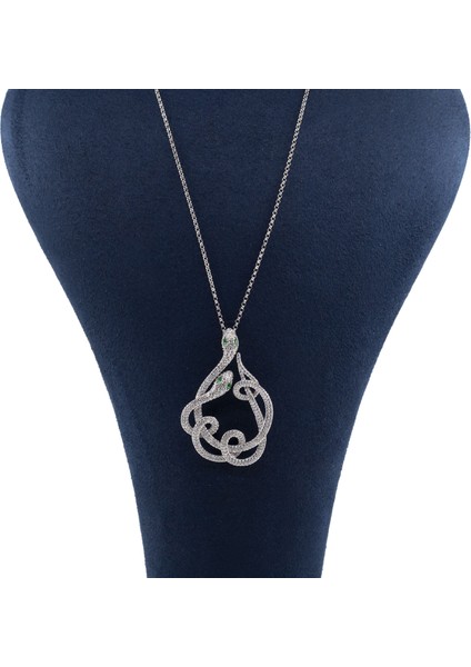 Pırlanta Kadın 925 Ayar Gümüş Swarovski Taşlı Yılan Tasarımlı Kolye GKL00057-021 fırsatları