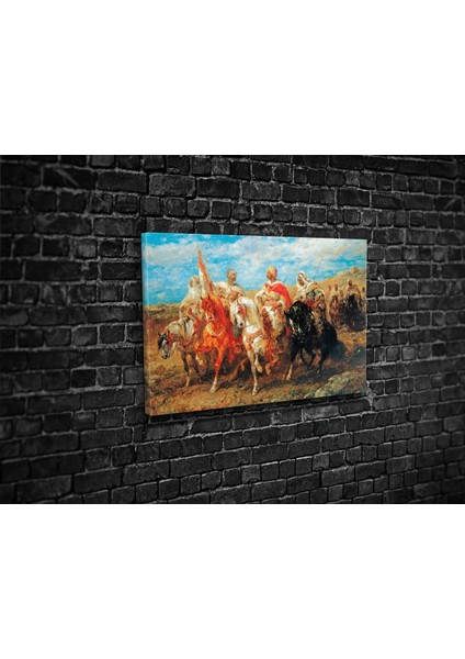 Christian Adolf Schreyer- Arab Horsemen Kanvas Tablo fiyatları