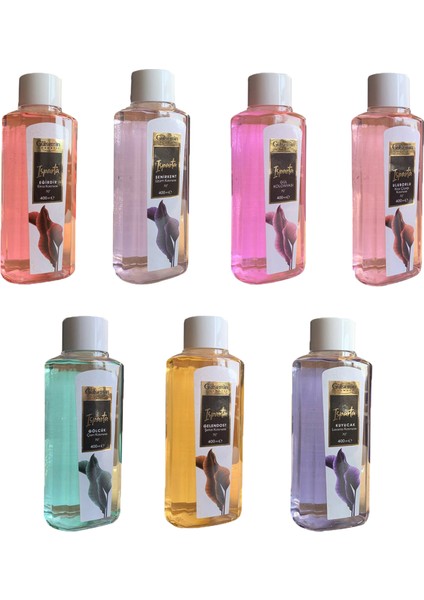Isparta Kokuları Kolonya Seti 400 ml x 7 Adet (Gül, Lavanta,elma,çam,üzüm,şeftali,kiraz Çiçeği)