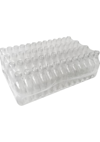 200 cc Cold Brew Şeffaf 200 ml Sızdırmaz Gold Plastik Kapaklı Yassı Cam Şişe (Soğuk Kahve) 52 Adet