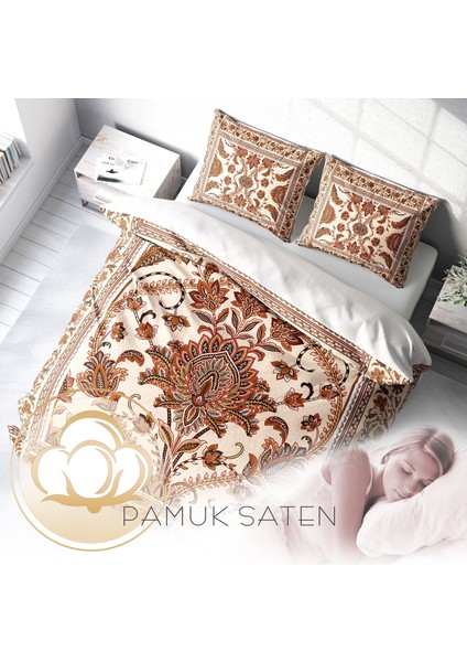 Monohome Brown Figure 3D Pamuk Saten Çift Kişilik Nevresim Takımı