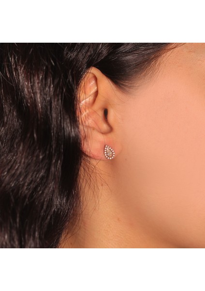 Adil Idil Kuyumculuk Su Damlası Küpe Rose Renk