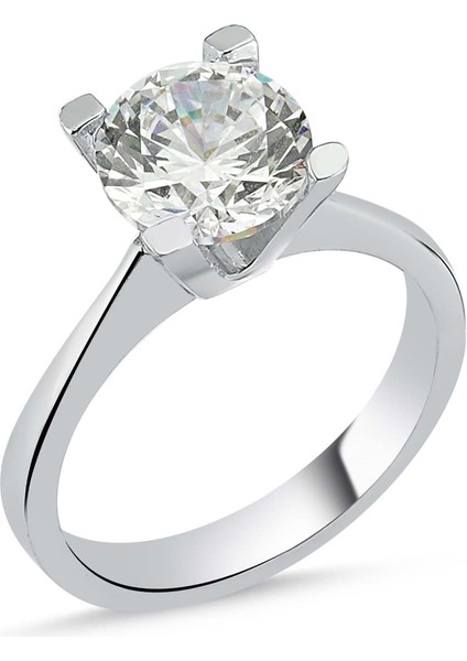 Tek Taş 0.75CT Gümüş Yüzük