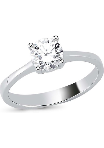 Swarovski Dört Tırnaklı Büyük Taş Ince Yüzük