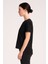 Yüksek Kalite %100 Pamuklu Kadın Tişört, Arkası Uzun Normal Fit Siyah Tshirt 1