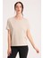 Yüksek Kalite %100 Pamuklu Kadın Tişört, Arkası Uzun Normal Fit Sand Tshirt 1