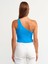3781 Tek Omuzlu Crop Top-Açık Saks 3