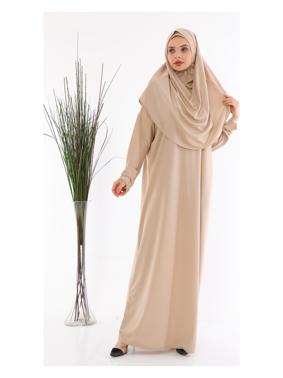 Medipek Kolay Giyilebilen Tek Parça Namaz Elbisesi Vizon