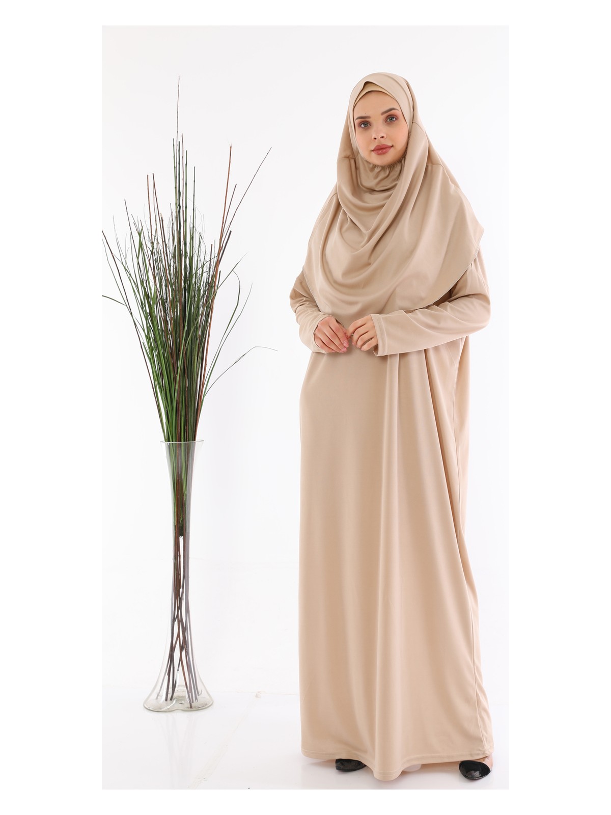 Medipek Kolay Giyilebilen Tek Parça Namaz Elbisesi Mürdüm - Görsel 7