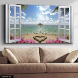 Evine Moda Sahile Açılan Pencere Kanvas - Canvas Tablo