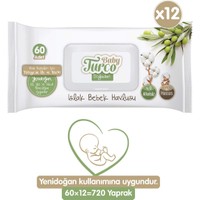 Baby Turco Doğadan Yenidoğan Islak Bebek Havlusu 60 Yaprak x 12'li