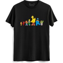 Alfa Tshirt Susam Sokağı Dijital  Baskılı Siyah Tshirt