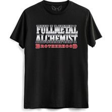 Alfa Tshirt Fullmetal Alchemist Resim Baskılı Siyah Tshirt