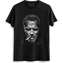 Alfa Tshirt Arnold Schwarzenegger Baskılı Siyah Tshirt