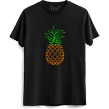Alfa Tshirt Ananas Baskılı Siyah Tshirt