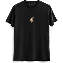 Animal Tavşan Dijital Baskılı Siyah Tshirt