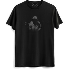 Alfa Tshirt Dark Resimli Baskılı  Siyah Tshirt
