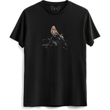 Alfa Tshirt Motorcycle Rider Resimli Baskılı Siyah Tshirt