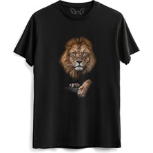 Alfa Tshirt Lion Baskılı  Siyah Tshirt