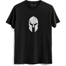 Alfa Tshirt Spartan Resimli Dijital Baskılı  Siyah Tshirt