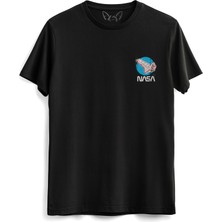 Alfa Tshirt Nasa Resimli Dijital Baskılı  Siyah Tshirt