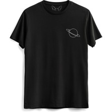 Alfa Tshirt Satürn Baskılı  Siyah Tshirt
