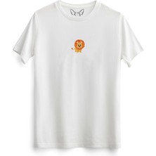 Alfa Tshirt  Animal Aslan Baskılı Çocuk Beyaz Tshirt